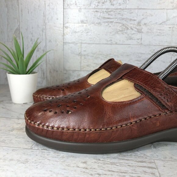 SAS Willow Leather Walnut Mary Janes Comfort Sandals Flats Wmns Size 9‎ (Narrow) - Picture 2 of 12